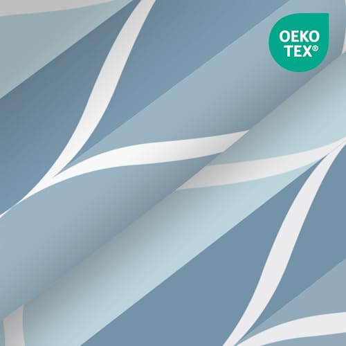 Yiatn Light Blue Hook Free Shower Curtain with Snap in Liner - Hotel Style with See Through Mesh Top Window, Modern Geometric Waterdrop Design,Waterproof and Washable,- 71x74 INCH - color: Light Blue, size: 71"W x 74"L (Pack of 1)