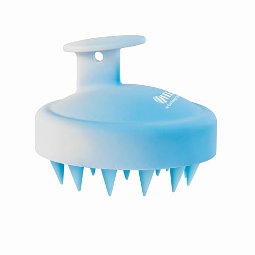HEETA Scalp Massager Hair Growth, Soft Silicone Scalp Scrubber Shampoo Brush for Exfoliation, Dandruff Removal Head Massage Stress Relax, Wet & Dry Use for Thick Thin Curly Hair Care, Gradient Blue - color: Gradient Blue