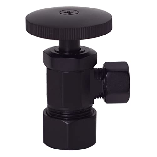 Westbrass Round Handle Angle Stop Shut Off Valve, 1/2" Copper Pipe Inlet with 3/8" Compression Outlet, Oil Rubbed Bronze, D105-12 - color: Oil Rubbed Bronze, size: 1 Pack