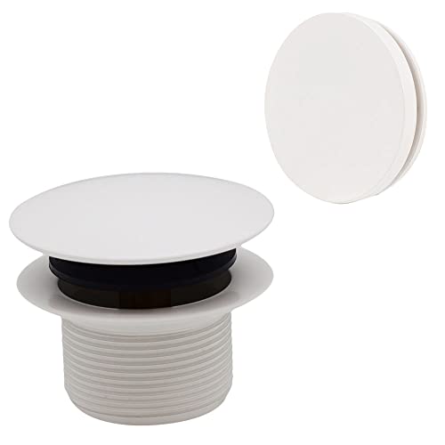 Westbrass D398RK-50 1-1/2" NPSM Coarse Thread Mushroom Tip-Toe Bathtub Drain Stopper with Illusionary Overflow Faceplate, Powder Coat White - color: Powder Coat White, size: 1 Pack