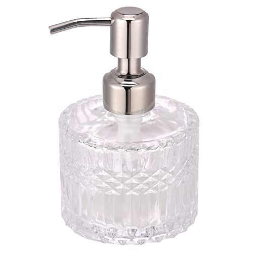 YunNasi Soap Dispenser with Stainless Steel Pump, Clear Crystal Design, Vintage and Elegant, Refillable Liquid Hand Soap Dish Soap Dispensers for Bathroom Counter, Kitchen Sink (Style 5) - color: Style 5