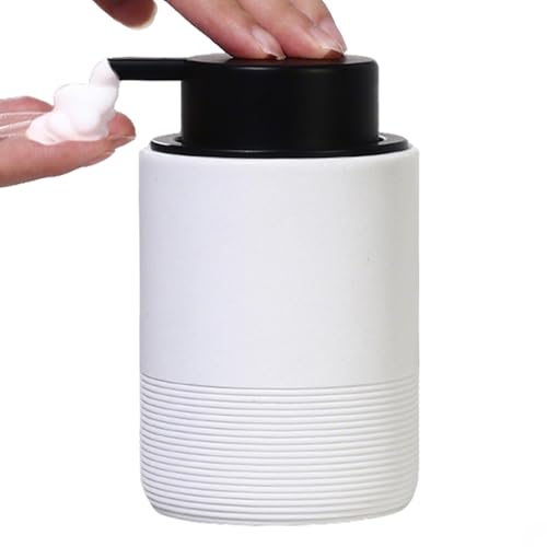 Resin Foaming Soap Dispenser, 11 OZ Bathroom & Kitchen Foam Soap Dispenser, Easy Press Pump, Refillable Hand Soap Dispenser, Modern Decor (White) - color: White