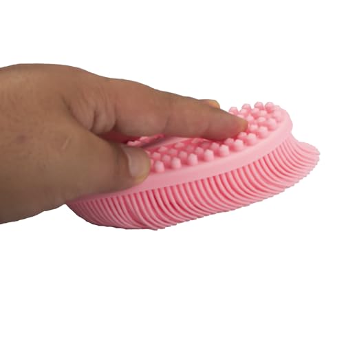 DNC Exfoliating Silicone Body Scrubber Shower Bath Body Brush Easy to Clean, Lathers Well, Eco Friendly (Pink) - color: Pink