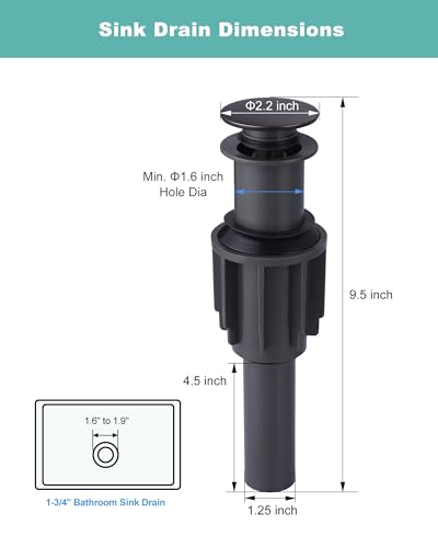 Bathroom Sink Drain Without Overflow, ARCORA Oil Rubbed Bronze Pop Up Drain for Vessel Sink Clicker Drain Stopper - color: Oil Rubbed Bronze-1 Pack, style: Pon Up Without Overflow