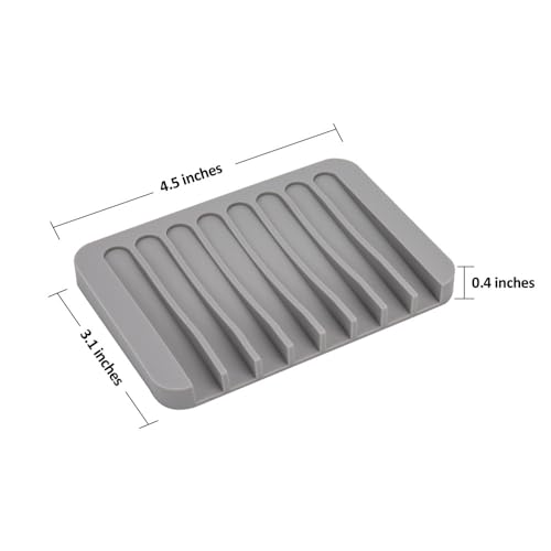 4PCS Self-Draining Silicone Bar Soap Dish and Holders for Shower | Easy Clean, Can Extend Soap Life, Premium Sponge Holder for Sink, Kitchen, Bathroom, or Counter, Soap Tray for Shower