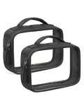 BAGSMART Clear TSA-Approved Toiletry Bag, Puffy Edges Travel Makeup Bag, Large Opening with Handle, Clear Cosmetic Bag with Double Zipper for Women (Black, 2Pack) - color: Black, size: 2Pack