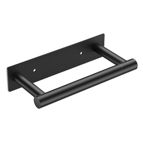FORIOUS Toilet Paper Holder Wall Mount, Stainless Steel Rustproof Double Post Pivoting Tissue Roll Holder for Bathroom, Commercial Toilet Paper Dispenser (Matte Black, Modern Square 1 Pack) - color: Matte Black