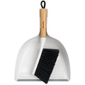 MR.SIGA Dustpan and Brush Set, Portable Cleaning Brush and Dustpan Combo with Bamboo Handle, White, 1 Set - color: White