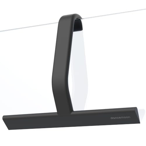 dancemoon JustHang Shower Squeegee for Glass Doors, All-One-Piece Wider 12" Silicone Squeegee with Built-in Hook for Window, Mirror, Tile Wall, Car, Streak-Free Bathroom Cleaner Tool, 12-Inch Black - color: Classic Black, size: 12 Inches