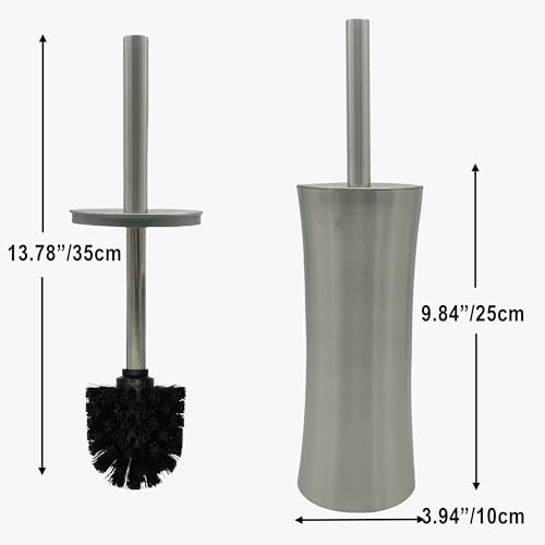 Vince Camuto Toilet Bowl Brush with Holder, Durable Bathroom Cleaning Tool, Modern Design for Easy Toilet Maintenance, Bathroom Cleaner Brush for Efficient Cleaning and Hygiene - color: Brushed Nickel