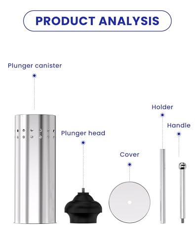 DOWRY Anti-Hand Off Toilet Plunger with Holder for Bathroom,Powerful Efficient Force Suction Cup,Heavy Duty, Deep Cleaning Chrome - color: Chrome