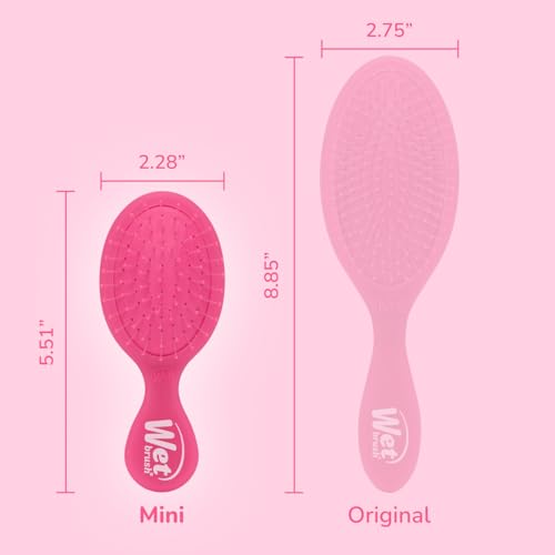 Wet Brush Mini Detangler Hair Brush, Pink Frost, Detangling Travel Hairbrush, Ultra-Soft IntelliFlex Bristles Glide Through Tangles with Ease, Pain-Free, All Hair Types - color: Pink Frost, size: 1 Count (Pack of 1)