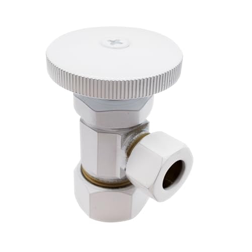 Westbrass D105-50 Round Handle Angle Stop Shut Off Valve, 1/2" Copper Pipe Inlet with 3/8" Compression Outlet, Powder Coat White - color: Powder Coat White, size: 1 Pack