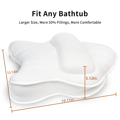 Poemland Extra Thick Large Bath Pillow with Neck,Back,Head Support for Bathtub, Spa, Soaking White(19''x15'') - size: White(19''x15'')
