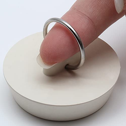 Bonsicoky Rubber Drain Stopper, 1-5/8 to 1-3/4 Inch, White, 2Pcs | Bathtub Drain Plug, With Hanging Ring, For Kitchen and Bathroom - size: 1-5/8 Inch to 1-3/4 Inch