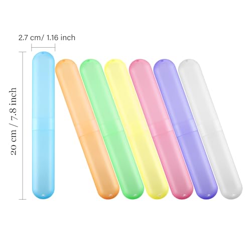 Boao 20 Pcs Travel Toothbrush Case Holder Portable Toothbrush Storage Container Classroom Pencil Case for Kids Assort Color Plastic Toothpaste Cover Protector for Back to School Use (Bright Color) - color: Bright Color