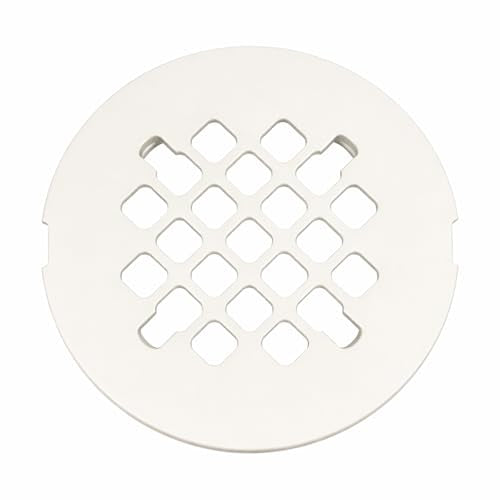 4 ¼” White Snap-in Shower Drain Cover - Stainless Steel Replacement - 4.25" OD Shower Drain Strainer - Easy Install - Premium Round Shower Drain Cover - Solid Brass Construction - color: White