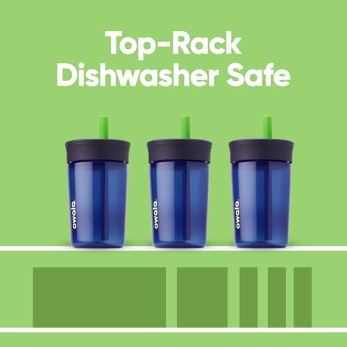 Owala Kids BPA-Free Plastic Tumbler with Spill Resistant Flexible Straw, Easy to Clean, Kids Water Bottle, Great for Travel, Dishwasher Safe, 15 Oz, Navy and Blue (Home Base) - color: Home Base, size: 15 Ounces