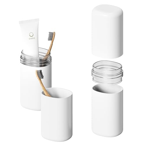 Baluca Travel Toothbrush Case, Portable Tooth Brush Holder and Toothpaste Cover Container with Mouthwash Cup, Compact Oral Clean Tools Organizer for Traveling/Camping/School/Home (White, Extra Large) - color: White, size: X-Large