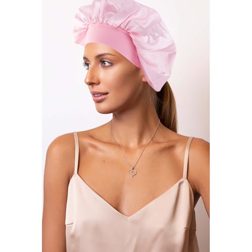 Pink Headband Hair Bonnet For Sleeping Shower Cap For Women Reusable Waterproof Skincare Head Bands Hair Accessories For Women Satin Bonnet Spa Headband Wrist Bands for Washing Face