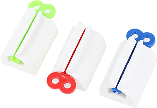 whiteeeen 3pcs Toothpaste Squeezer Dispenser Toothpaste Roller Toothpaste Seat Holder Stand for Bathroom