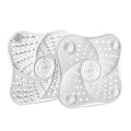 Silicone Hair Catchers Drain Screens 2-Pack, 5.31-inch Square Shower Drain Protectors Strainers with Suction Cup Suit for Showers, bathrooms, Sinks, Floor drains (White)