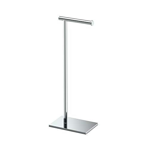 Gatco 1431C Modern Rectangle Base Freestanding Toilet Paper Holder, 21.25" Chrome with Weighted Base - color: Chrome, 21.25"h