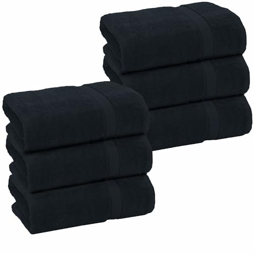GOLD TEXTILES Premium Grey 100% Cotton Bath Towels Set (6 Pack, 24 x 50 Inch) High Absorbency Multipurpose Quick Drying Pool Gym Hotel Spa Bath Towel (6, Grey) - color: Grey, size: 6 Pack 24x50