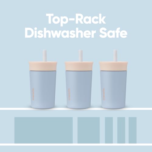 Owala Kids Insulation Stainless Steel Tumbler with Spill Resistant Flexible Straw, Easy to Clean, Kids Water Bottle, Great for Travel, Dishwasher Safe, 12 Oz, Tan and Blue (Seas the Day) - color: Seas the Day, size: 12 Ounces