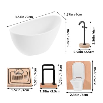 Miniature Dollhouse Bathroom Set: 5Pcs 1:12 Scale Realistic Furniture Toilet Bathtub Sink Model Mini Shower Room DIY Adornments Accessories Decoration - style: B
