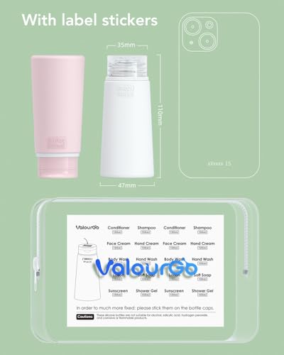 Valourgo Travel Bottles for Toiletries Tsa Approved Travel Size Containers BPA Free Leak Proof Travel Tubes Refillable Liquid Travel Accessories for Cosmetic Shampoo and Lotion Soap for travel, 4Pcs - color: Pink, White, Blue, Green