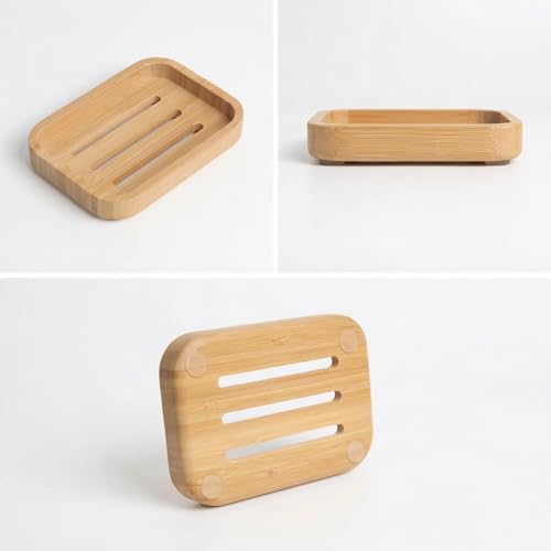 Bamboo Bar Soap Holder, 2 Pack | For Shower, Bathroom, Kitchen, Self Draining Tray - size: 2pcs-Bamboo