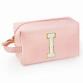 Personalized Initial Makeup Bag with Handle, Preppy Cosmetic Bag with Inner Zipper Pocket, 8 9 10 11 12 13 14 Years Old Girl, Graduation Gifts for Teen Girls Women Teachers (I, Pink) - color: Pink, style: I
