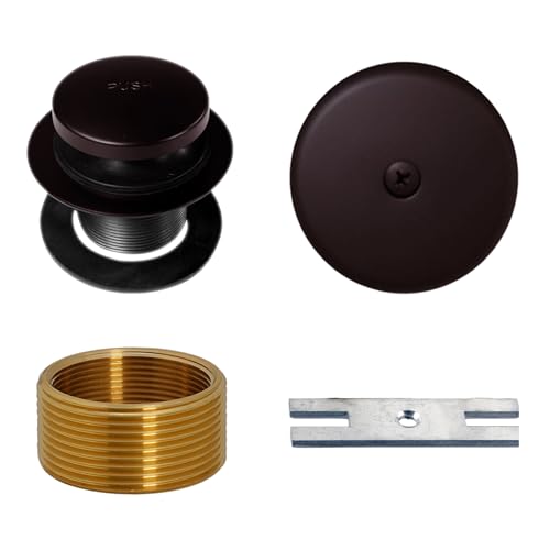 Westbrass A931K-12 Universal 1-3/8" Fine Thread Tip-Toe Bathtub Drain Plug Trim Set with One-Hole Overflow Faceplate and 1-1/2" Adapter Bushing, Oil Rubbed Bronze - color: Oil Rubbed Bronze