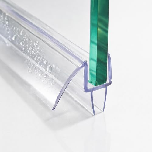 40" Shower Door Bottom Seal for 3/8" Glass, Ultra Clear Polycarbonate | Frameless shower door sweep replacement. Water barrier. Leak guard. Trim to fit. Snap-on install. Easy replacement.