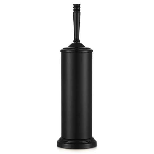 Black Toilet Brush and Holder Set, Stainless Steel Toilet Brush for Bathroom,Heavy Duty Black Toilet Bowl Brush and Holder,Deep Cleaning Modern Toilet Cleaner Brush -Space Saving, Covered Brush - color: Black