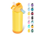 Fijinhom 18oz Insulated Stainless Steel Water Bottle, Wide Mouth Double Wall Vacuum, Silicone Straw, Sweat & Leak Proof, BPA Free Insulated Water Flask for Travel, Keep Cold 24h Hot 12h, Lemon - color: Lemon, size: 18 Ounces