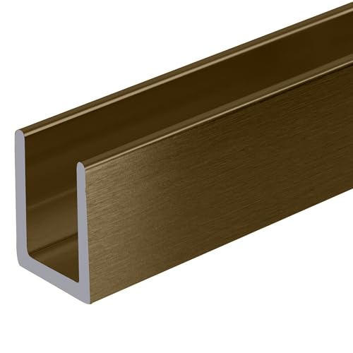 Brixwell SDCD38BBRZ-CCP4 Brushed Bronze 3/8" Fixed Panel Shower Door Deep U-Channel - 4 inch Sample - color: Brushed Bronze, size: 4 Inch - Sample