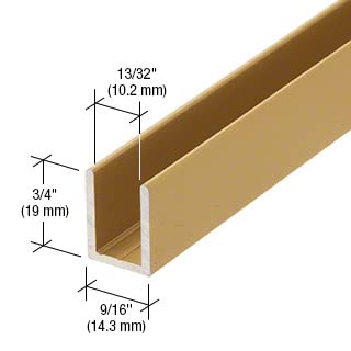 Brixwell SDCD38SB-CCP4 Satin Brass 3/8" Fixed Panel Shower Door Deep U-Channel - 4 inch Sample - color: Satin Brass, size: 4 Inch - Sample