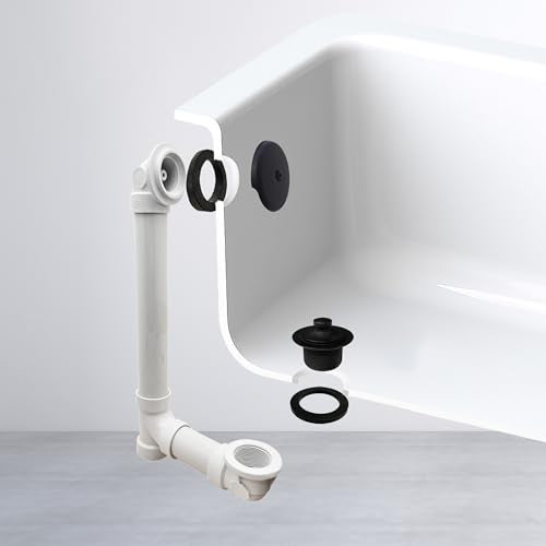 Westbrass Pull & Drain Sch. 40 PVC Bath Waste with One-Hole Top Elbow, Matte Black, D49721-62 - color: Matte Black, size: 1 Pack