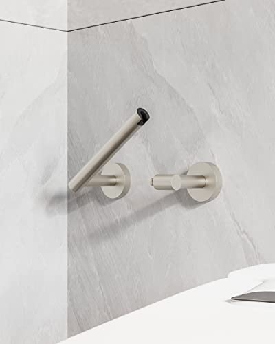 Ruacq Toilet Paper Holder Brushed Grey Double Post Pivoting Round Tissue Holders Roll Holder Hangers Toilet Paper Holders SUS 304 Stainless Steel Modern Wall Mounted - color: Brushed Nickel, size: Classic