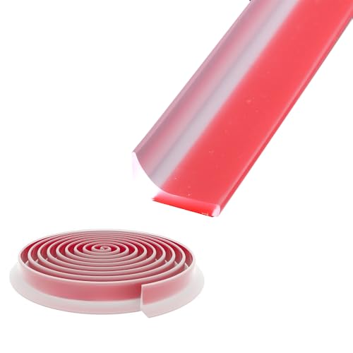 Shower Threshold Water Dam,Self Adhesive Silicone Waterproof Barrier Bathroom and Kitchen Shower Water Stopper Guard for Dry And Wet Separation Caulk Seal Strip Edge Trim(98Inch, Transparent) - color: Transparent, style: 98Inch