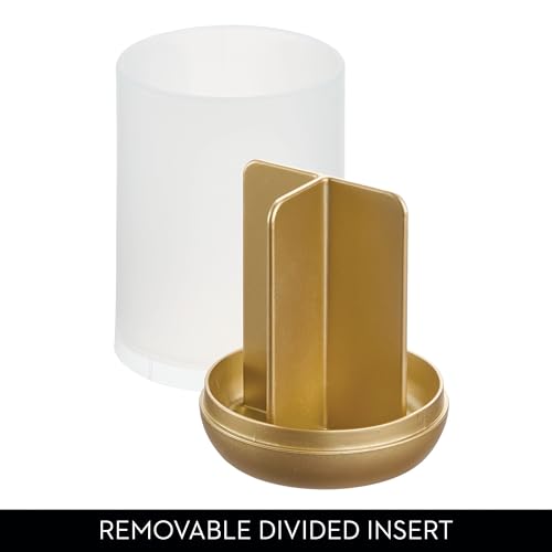 iDesign Toothbrush Holder with 3 Divided Sections for Bathroom or Vanity - Frost/Gold