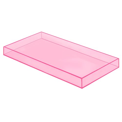 ROYALITA Acrylic Tray Bathroom Tray for Countertop, Guest Towel Holder Tray for Napkin Perfume Jewelry Makeup, Vanity Trays for Soap Dispenser, Aromatherapy, Cup & Candle, Pink - color: Pink