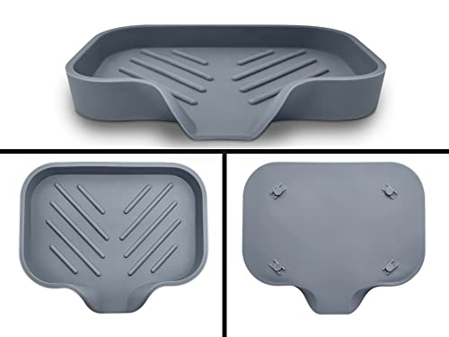 2 Pcs Grey Silicone Self Draining Rectangular Soap Dishes - Waterfall Soap Trays - Soap Dishes for Bar Soap - Soap Boxes - Soap Case - Soap Container - Soap Pads - Kitchen Sink - Shower - Bathroom - color: Gray, size: S(4.7X3.5) 2 PCS