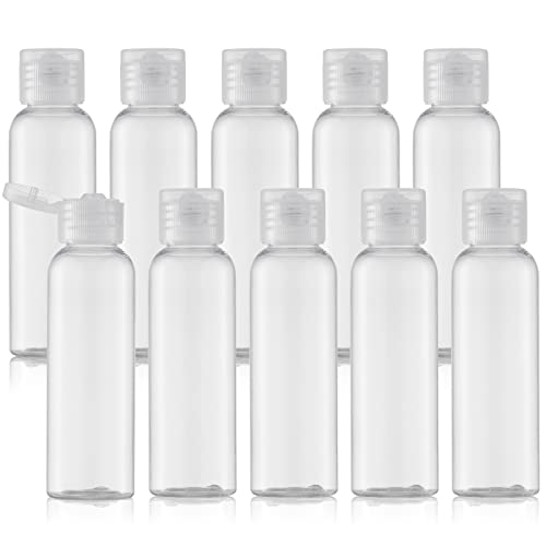 Tekson Travel Bottles Empty 2oz (10 PCS), Plastic Travel Size Cosmetic Container, TSA Amber Squeeze Bottle for Shampoo, Conditioner (Flip Cap) - color: white