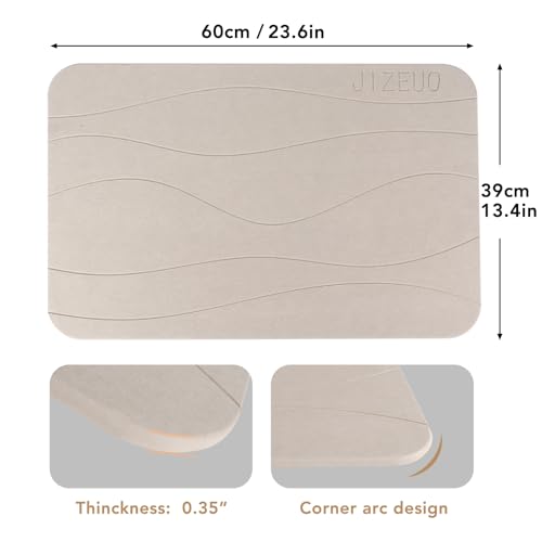 Stone Bath Mat Large, Diatomaceous Earth Shower Mat, Non-Slip Super Absorbent Quick Drying Bathroom Floor Mat, 2 Pack,23.62x15.35, Greyish White - color: Greyish White