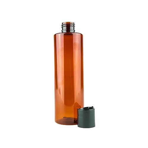 Plastic Amber Bottles (Pack of 12) - 8oz Amber Plastic Bottle with Screw Caps; Used as Reusable Shampoo Bottle, Lotion Bottles, Bottles for Travel and Body Wash Container - size: 8 oz 12 pack