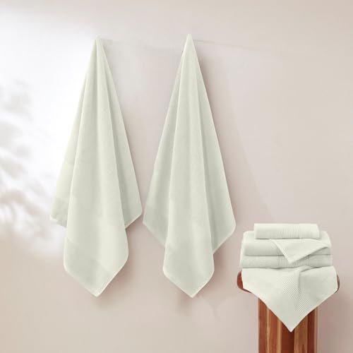 Modern Threads Air Cloud 18-Piece Towel Set - 100% Zero-Twist Cotton, 500 GSM, Quick Dry & Plush, Ivory - color: Ivory, size: 18 Pcs Towel Set