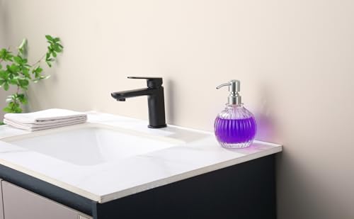 Round Bathroom Soap Dispenser Brushed Nickel Pump, Glass Bottle with Stainless Steel Pump Liquid Soap Dispenser Sphere Countertop Hand Kitchen - color: Brushed Nickel, size: 11oz-Round